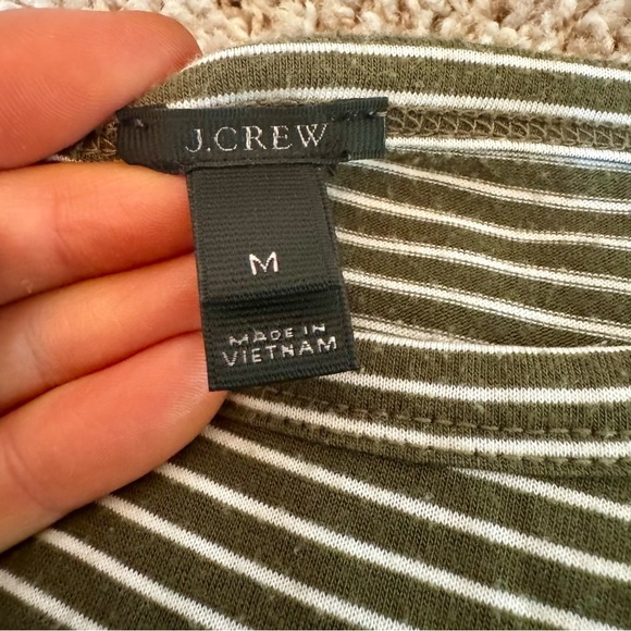 JCrew Green and White Striped Top | Tee | Cropped Tee Size Medium - Picture 4 of 13